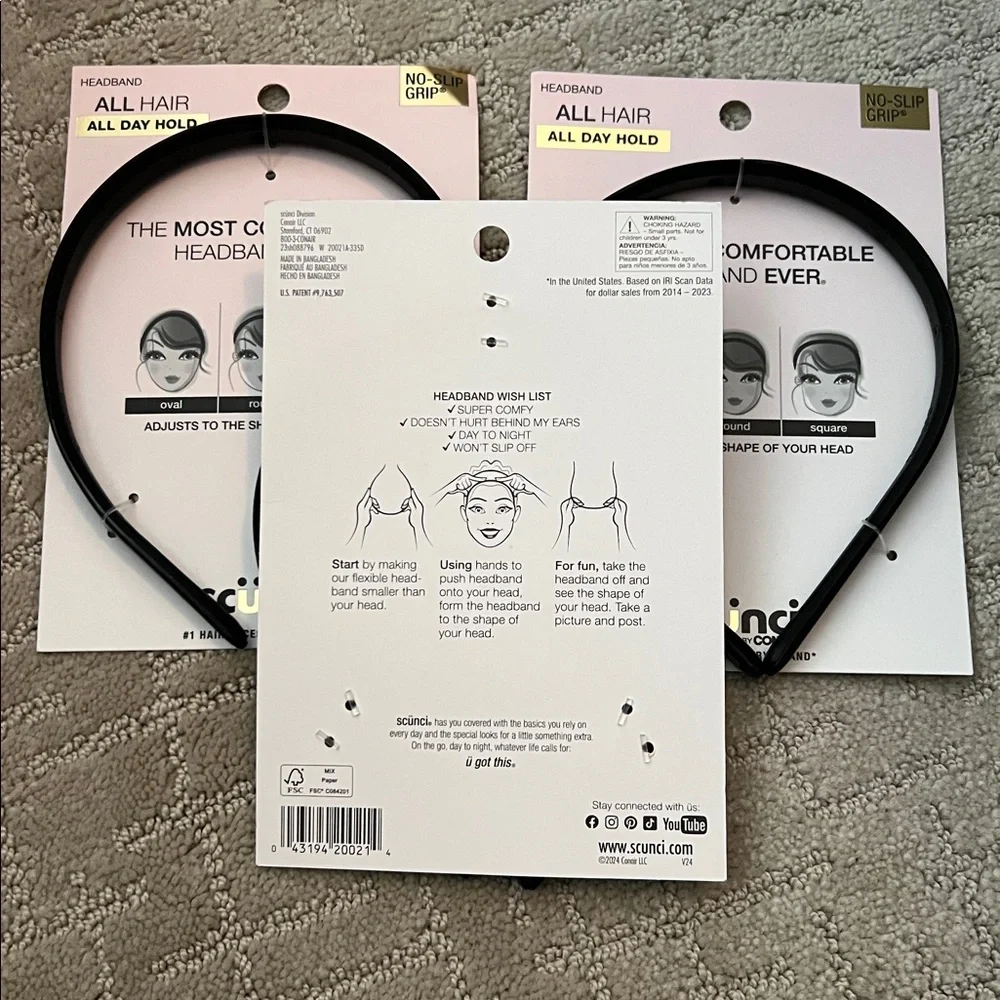 Scunci Black Headband - Secure Fit - Picture 2 of 2
